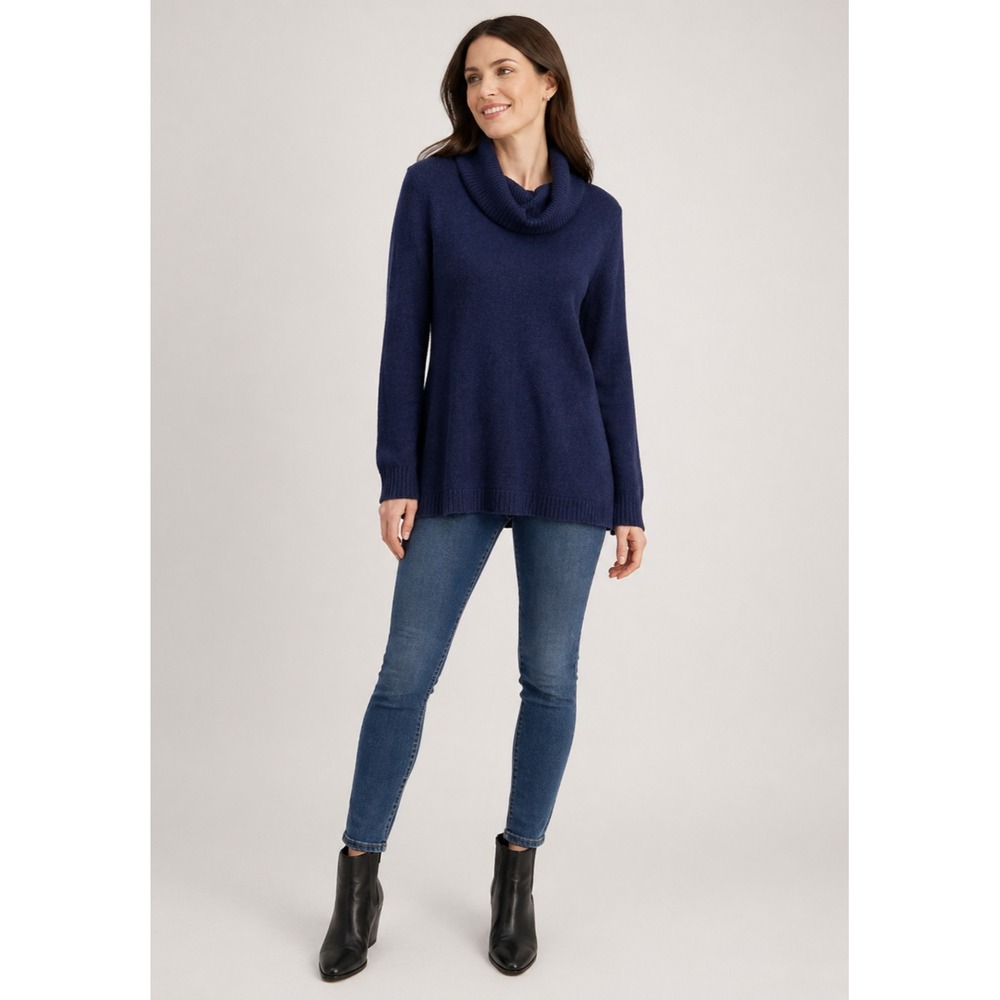 Banana Republic Turtleneck Sweater Womens S Blue Wool Cashmere Blend Lightweight